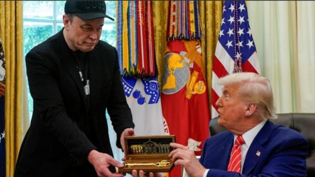 Ilustrasi elon musk yang kritik trump (.inet)